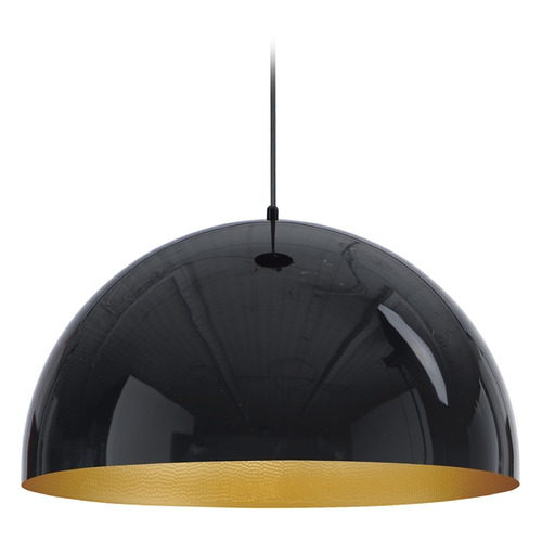 Hemisphere Gloss Black & Gold LED Pendant by ET2 Lighting