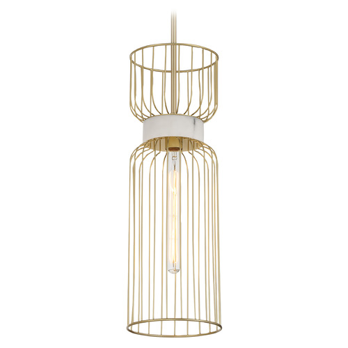 Minka Lavery Park Slope Nouveau Gold Mini-Pendant Light with Cylindrical Shade