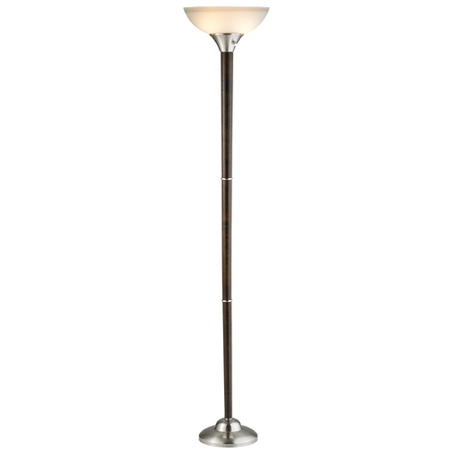 Adesso Home Lighting Modern Torchiere Lamp with White Glass in Walnut Finish 7207-15
