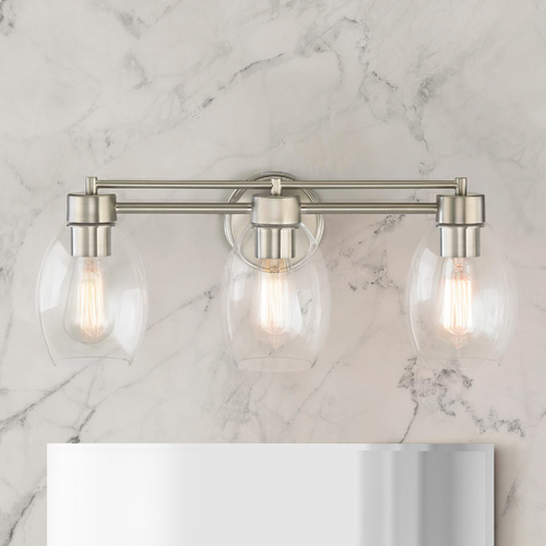 Design Classics Lighting Satin Nickel Bathroom Light 703-09 GL1034-CLR