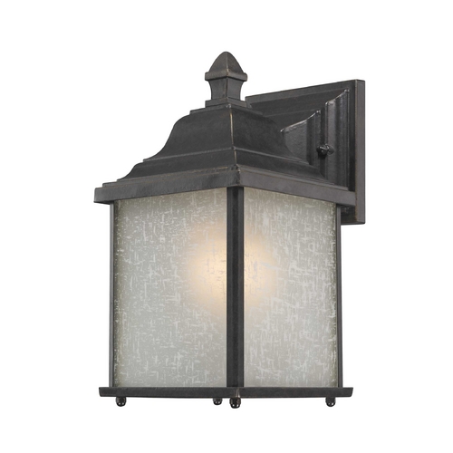Outdoor Wall Light with White Linen Glass - 10-1/2 Inches Tall