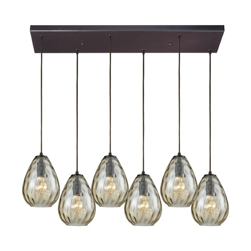 Elk Lighting Lagoon Satin Nickel Multi-Light Pendant with 6 Oblong Lights 10780/6RC