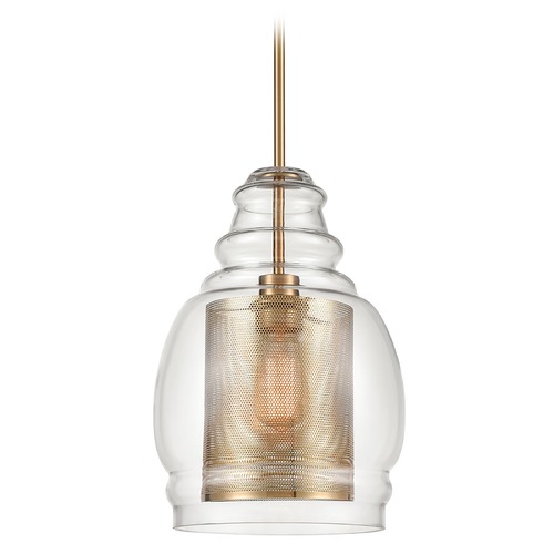 Elk Lighting Elk Lighting Herndon Antique Gold Pendant Light with Cylindrical Shade 81424/1