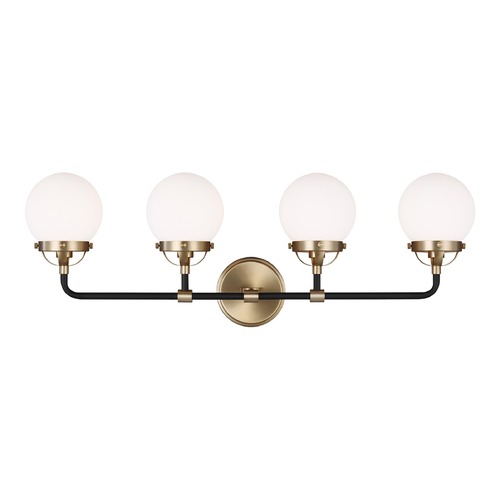 Visual Comfort Studio Collection Cafe 4-Light Satin Brass & Midnight Black Bath Light by Visual Comfort Studio 4487904-848