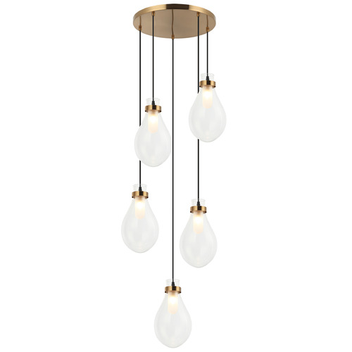 Matteo Lighting Seranna Aged Gold Brass Multi-Light Pendant by Matteo Lighting C31905AG