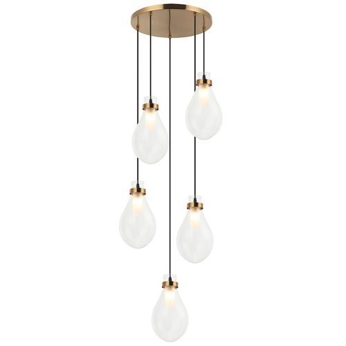 Matteo Lighting Matteo Lighting Seranna Aged Gold Brass Multi-Light Pendant with Teardrop Shade C31905AG