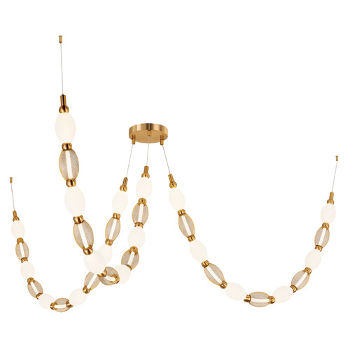 Matteo Lighting Tentacles Aged Gold Brass LED Pendant Light with Oblong Shade