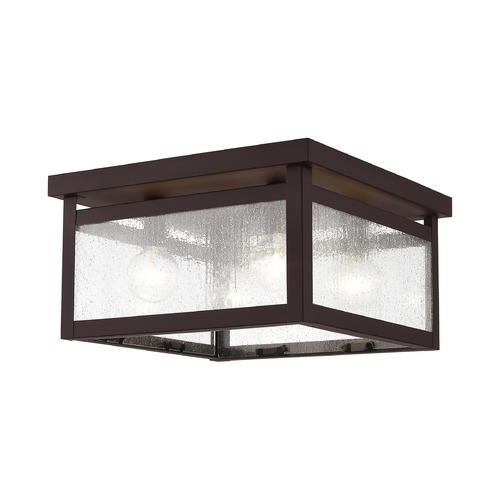 Livex Lighting Seeded Glass Flushmount Light Bronze Livex Lighting 4052-07
