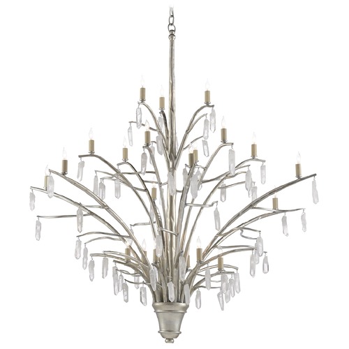 Raux Chandelier in Silver Leaf/Natural Quartz by Currey & Company
