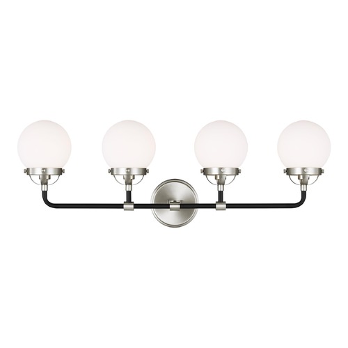 Visual Comfort Studio Collection Cafe 4-Light Brushed Nickel & Midnight Black Bath Light by Visual Comfort Studio 4487904-962