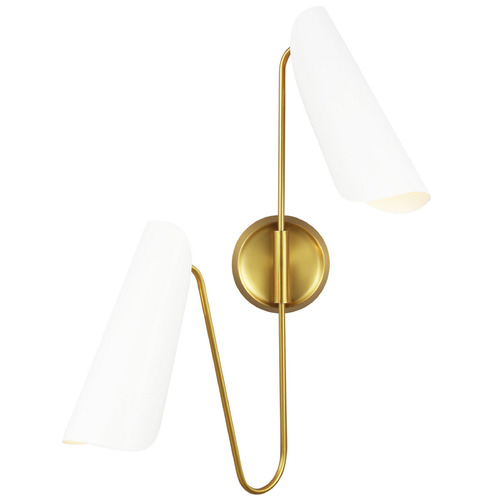 Visual Comfort Studio Collection Aerin Tresa Burnished Brass & Matte White Sconce