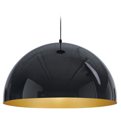 Hemisphere Gloss Black & Gold LED Pendant by ET2 Lighting