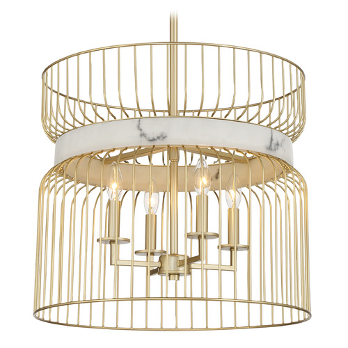 Minka Lavery Park Slope Nouveau Gold Pendant Light with Drum Shade