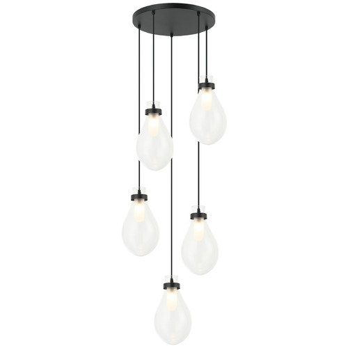 Matteo Lighting Matteo Lighting Seranna Matte Black Multi-Light Pendant with Teardrop Shade C31905MB