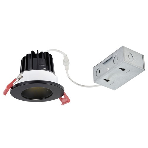 2'' LED Canless 8W Black/Black Recessed Downlight 38Deg 2700K IC Rated By Recesso
