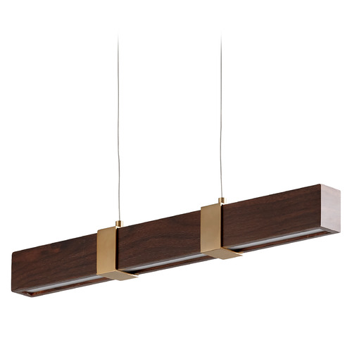 Decca 24-Inch LED Linear Pendant in Walnut & Brass by Oxygen Lighting