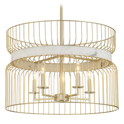 Minka Lavery Park Slope Nouveau Gold Pendant Light with Drum Shade