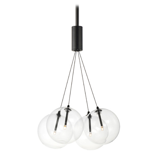 Et2 Burst Black LED Multi-Light Pendant with Globe Shade