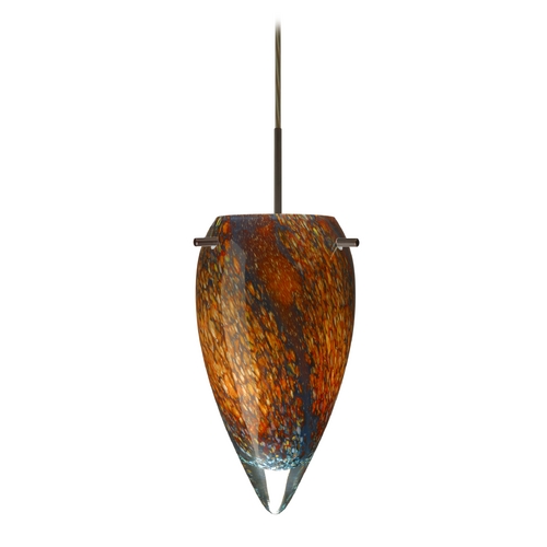 Besa Lighting Modern Pendant Light Multi-Color Glass Bronze by Besa Lighting 1JT-4125CE-BR