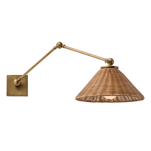 Padma Swing Arm Sconce in Antique Brass & Rattan by Arteriors Home