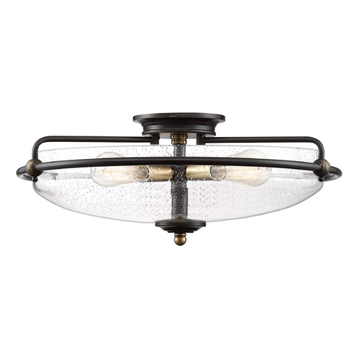 Quoizel Lighting Palladian Bronze 4-Light Flushmount Light with Clear Seeded Shade GFC1621PN