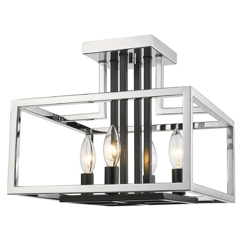 Quadra Chrome & Black Semi-Flush Mount by Z-Lite