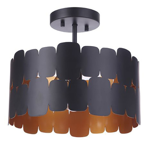 Craftmade Lighting Sabrina Flat Black & Gold Luster Semi-Flush Mount by Craftmade Lighting 56651-FBGLR