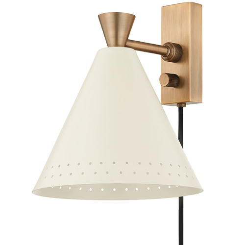 Troy Lighting Marvin Patina Brass & Soft Sand Plug and Cord Wall Lamp