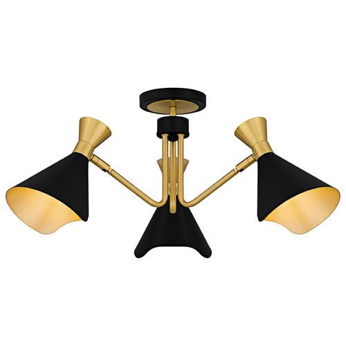 Quoizel Lighting Quoizel Lighting Arden Matte Black & Gold Semi-Flushmount Light ADN1726MBK