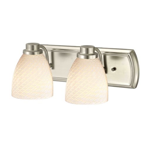 2-Light Vanity Light in Satin Nickel with White Art Glass