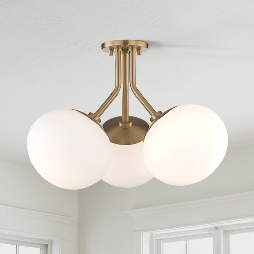 Estee Semi-Flush Mount in Brass by Mitzi by Hudson Valley