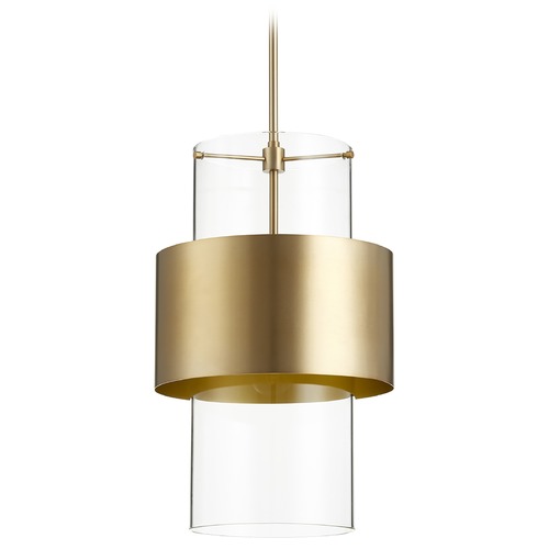 Quorum Lighting Aged Brass Pendant with Cylindrical Shade by Quorum Lighting 8013-80