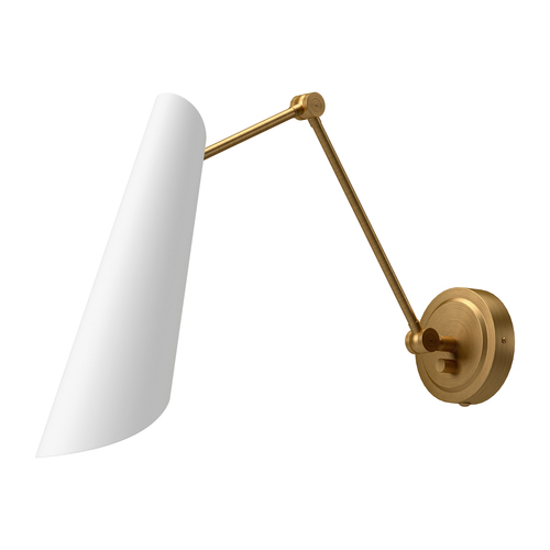 Alora Lighting Alora Lighting Gabriel Aged Gold & White Swing Arm Lamp WV572325WHAG