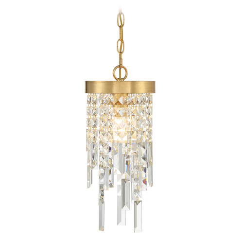 Crystorama Lighting Winfield Antique Gold Mini-Pendant Light with Cylindrical Shade