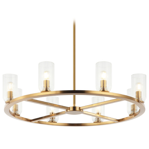 Matteo Lighting Westlock Aged Gold Brass Chandelier by Matteo Lighting C34008AG