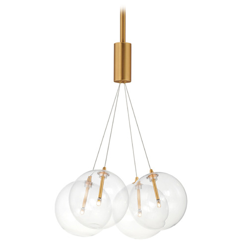 Et2 Burst Gold LED Multi-Light Pendant with Globe Shade