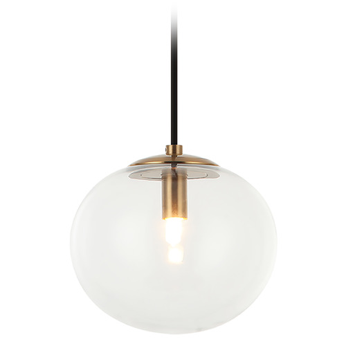 Matteo Lighting Bulbus Aged Gold Brass LED Mini-Pendant Light with Globe Shade