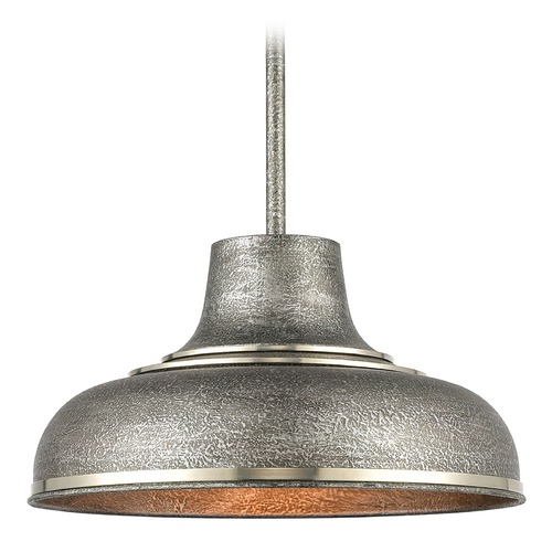 Elk Lighting Elk Lighting Kerin Textured Silvery Gray, Polished Nickel Pendant Light with Bowl / Dome Shade 15575/1