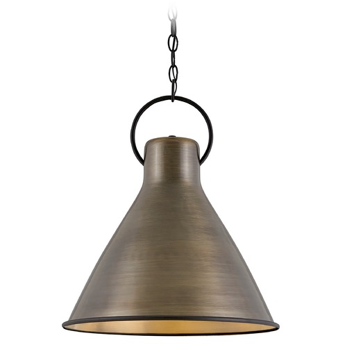 Hinkley Winnie Large Pendant in Antique Brass & Black by Hinkley Lighting 3555DS