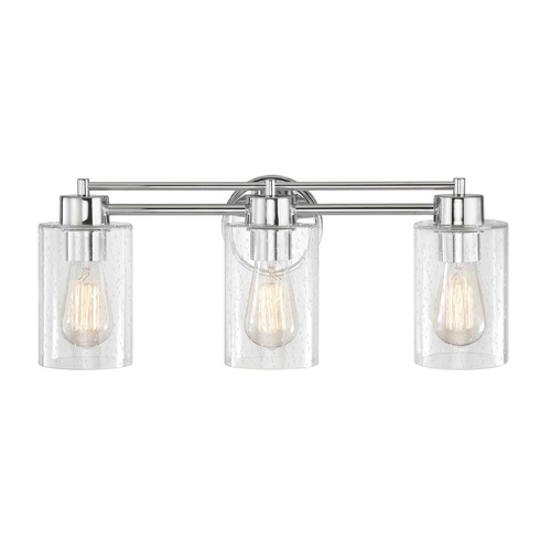 Seeded Glass Bathroom Light Chrome 3 Lt