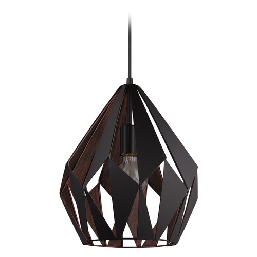 Eglo Lighting Eglo Carlton 1 Black & Copper Pendant Light with Bowl / Dome Shade 49254A