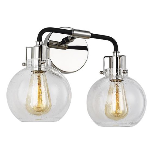 Clara Polished Nickel & Textured Black Bathroom Light by Visual Comfort Studio