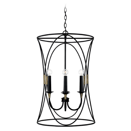 Amara 19-Inch Pendant in Matte Black & Brass by Capital Lighting