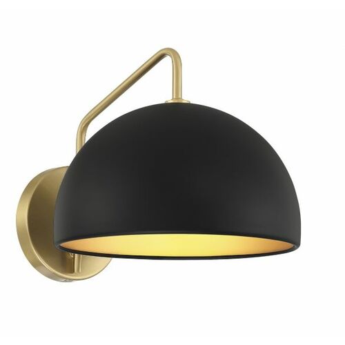 10-Inch Wide Wall Sconce in Matte Black and Natural Brass by Meridian