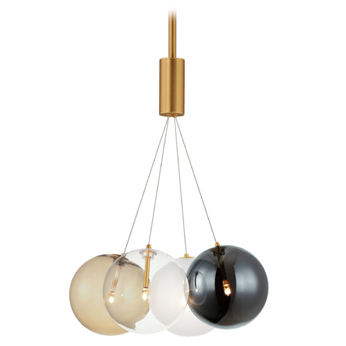 Et2 Burst Gold LED Multi-Light Pendant with Globe Shade