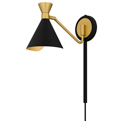 Quoizel Lighting Quoizel Lighting Arden Matte Black & Gold Swing Arm Lamp ADN8706MBK