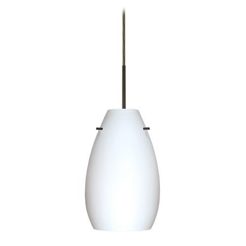 Besa Lighting Modern Pendant Light White Glass Bronze by Besa Lighting 1JT-412607-BR