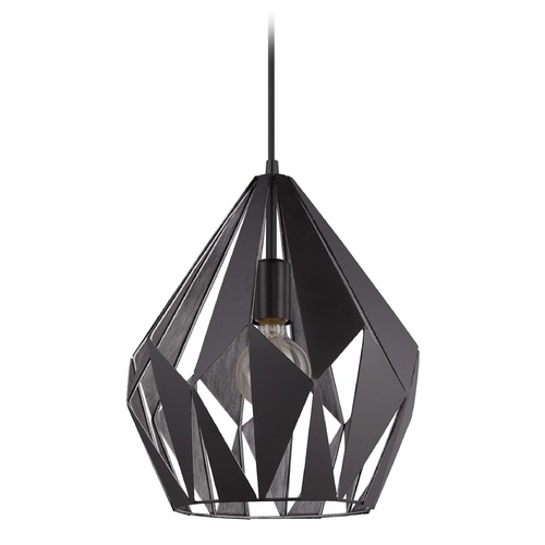 Eglo Lighting Eglo Carlton 1 Black & Silver Pendant Light with Bowl / Dome Shade 49255A