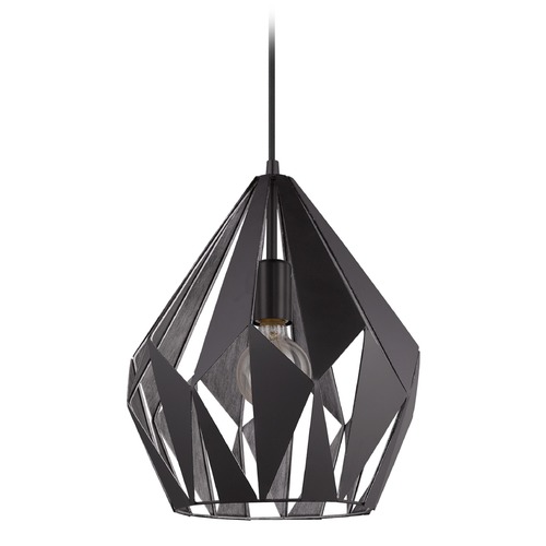 Eglo Lighting Carlton 1 Black & Silver Pendant by Eglo Lighting 49255A
