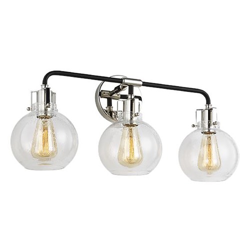 Clara Polished Nickel & Textured Black Bathroom Light by Visual Comfort Studio